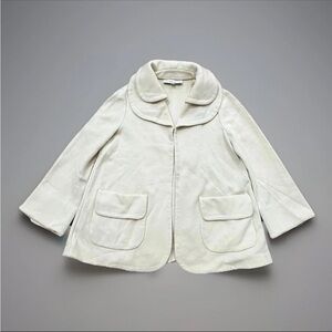 Carolina Herrera Womens Size 8 Ivory Full Sleeve Wool Classic Style Coat Luxury